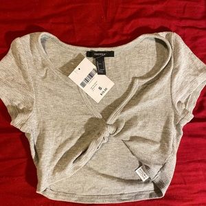 Forever 21 Tie-Knot Gray Crop Top